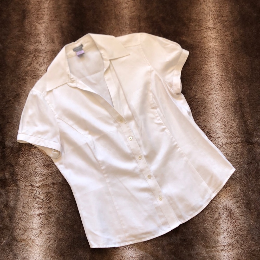 Ann Taylor Cap-Sleeve Cotton Blouse